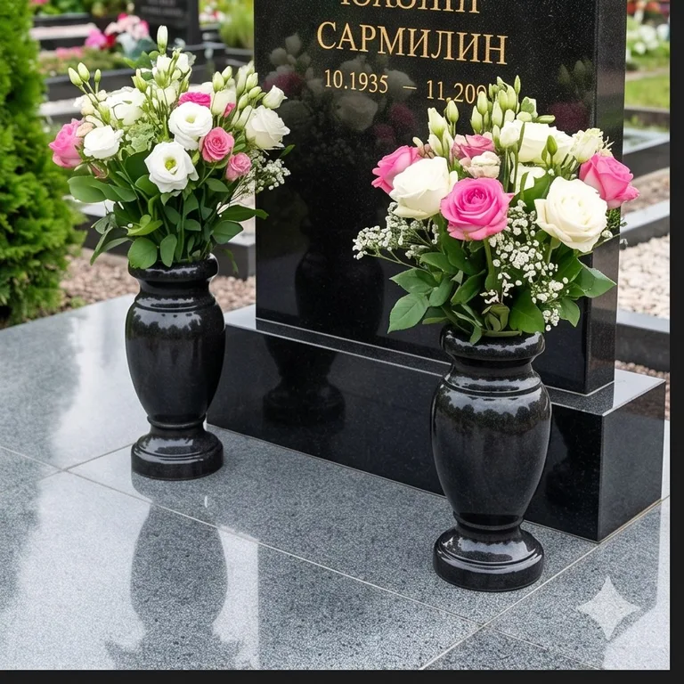 Гранитные вазы для цветов на участке в Набережных Челнах