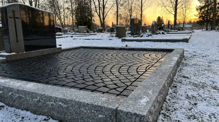 Гранитная брусчатка на могильном участке, образец ПМ005 в Набережных Челнах