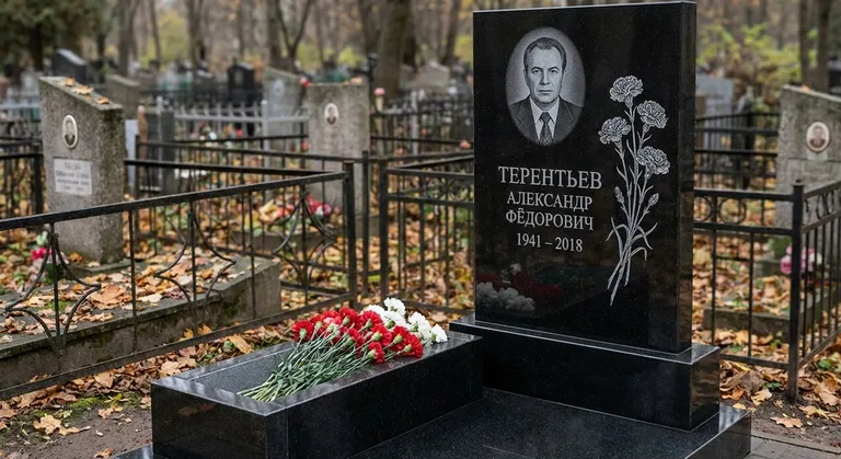 Памятник с гравировкой гвоздик — выполненная работа «Терентьев» в Набережных Челнах