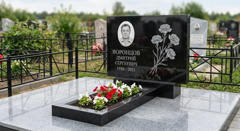 Памятник с гравировкой гвоздик — выполненная работа «Воронцов» в Набережных Челнах