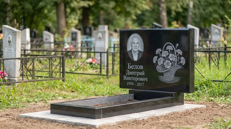 Памятник с гравировкой гвоздик — выполненная работа «Белов» в Набережных Челнах