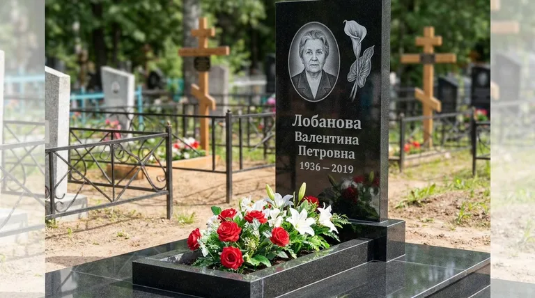 Памятник с гравировкой калл — выполненная работа «Лобанова» в Набережных Челнах