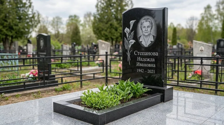 Памятник с гравировкой калл — выполненная работа «Степанова» в Набережных Челнах