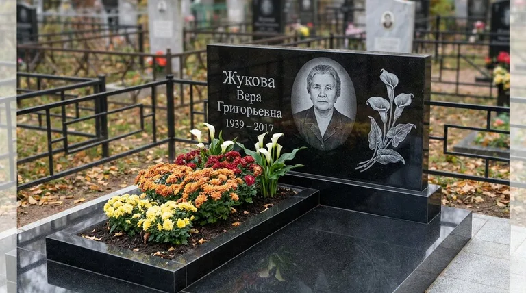 Памятник с гравировкой калл — выполненная работа «Жукова» в Набережных Челнах
