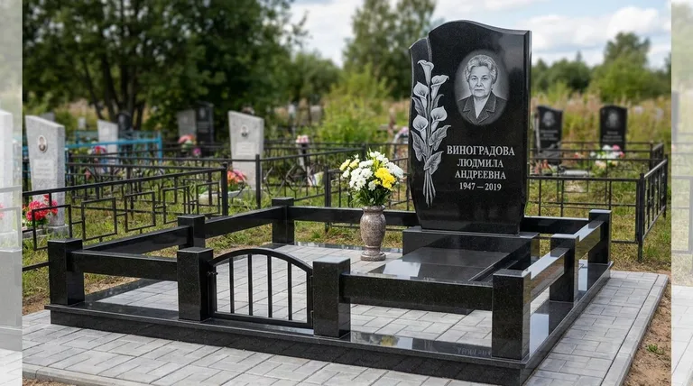 Памятник с гравировкой калл — выполненная работа «Виноградова» в Набережных Челнах
