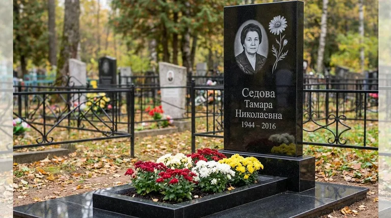 Памятник с гравировкой ромашек — выполненная работа «Седова» в Набережных Челнах