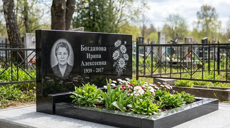 Памятник с гравировкой ромашек — выполненная работа «Богданова» в Набережных Челнах