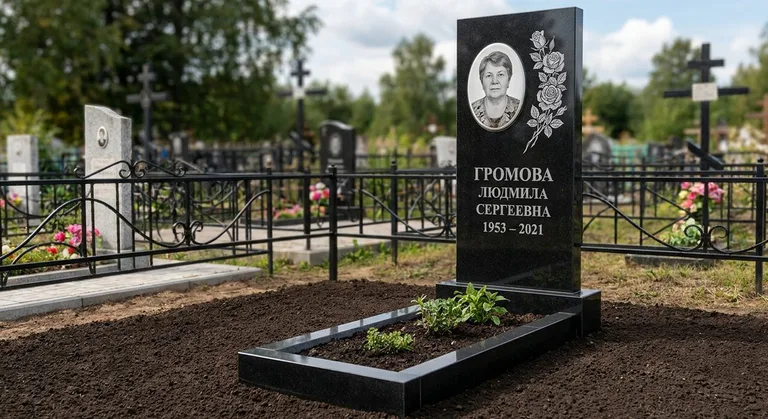 Памятник с гравировкой роз — выполненная работа «Громова» в Набережных Челнах