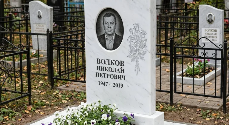 Памятник с гравировкой роз — выполненная работа «Волков» в Набережных Челнах