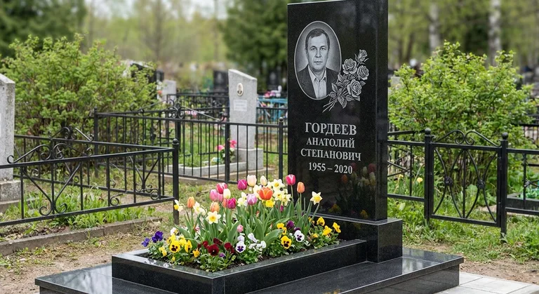Памятник с гравировкой роз — выполненная работа «Гордеев» в Набережных Челнах
