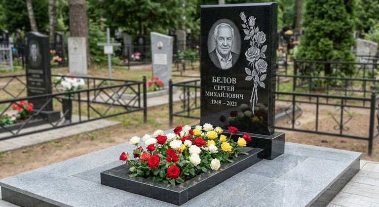 Гравировка цветов на памятник в Набережных Челнах — розы на граните