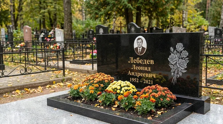 Памятник с гравировкой роз — выполненная работа «Лебедев» в Набережных Челнах