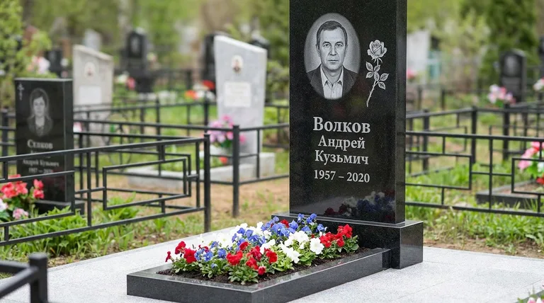 Памятник с гравировкой роз — выполненная работа «Волков» в Набережных Челнах