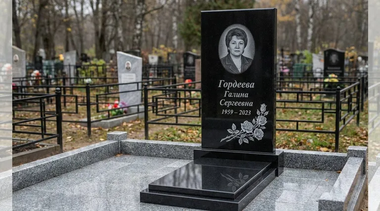 Памятник с гравировкой роз — выполненная работа «Гордеева» в Набережных Челнах