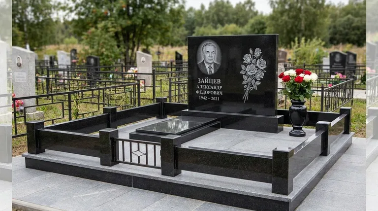 Памятник с гравировкой роз — выполненная работа «Зайцев» в Набережных Челнах