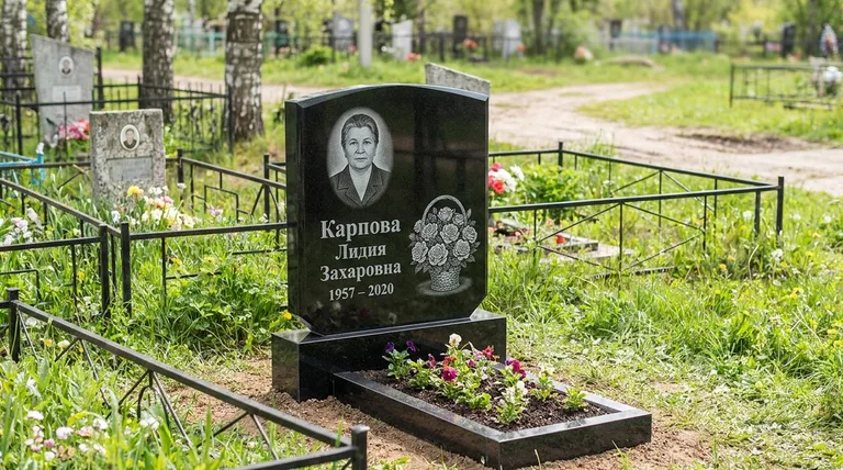 Памятник с гравировкой роз — выполненная работа «Карпова» в Набережных Челнах