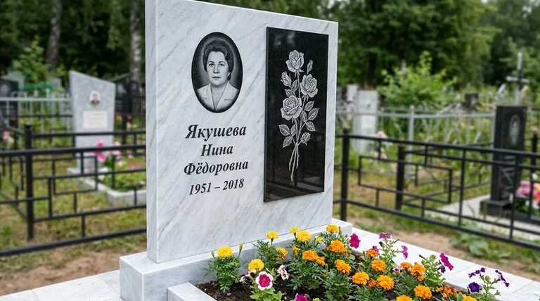 Памятник с гравировкой роз — выполненная работа «Якушева» в Набережных Челнах