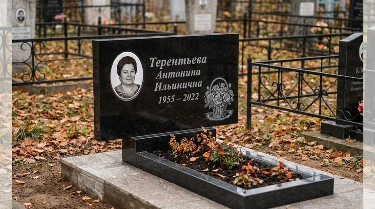 Памятник с гравировкой роз — выполненная работа «Терентьева» в Набережных Челнах