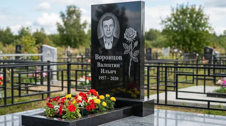 Памятник с гравировкой роз — выполненная работа «Воронцов» в Набережных Челнах