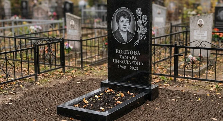 Памятник с гравировкой тюльпанов — выполненная работа «Волкова» в Набережных Челнах