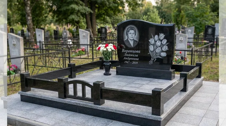 Памятник с гравировкой тюльпанов — выполненная работа «Воронцова» в Набережных Челнах