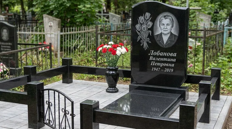 Памятник с гравировкой тюльпанов — выполненная работа «Лобанова» в Набережных Челнах