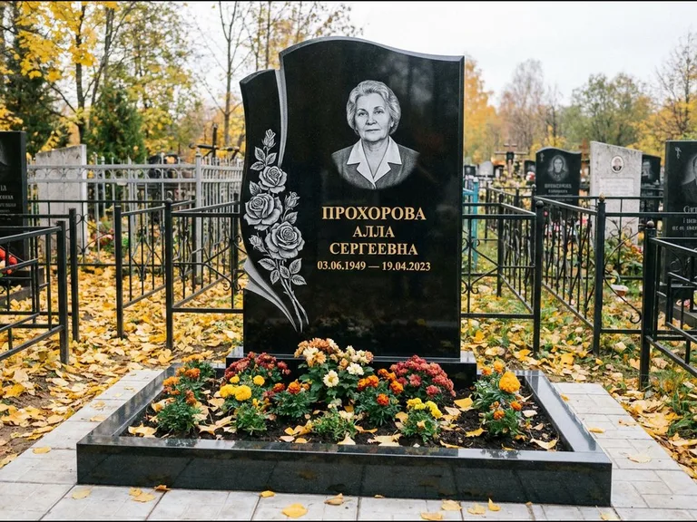 Гравировка портрета на чёрном граните — выполненная работа 20 в Набережных Челнах