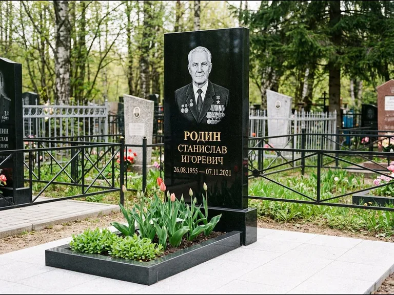 Гравировка портрета на чёрном граните — выполненная работа 21 в Набережных Челнах