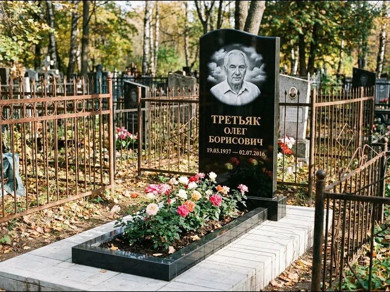 Гравировка портрета на чёрном граните — выполненная работа 23 в Набережных Челнах