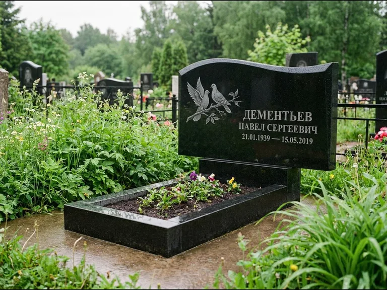 Памятник с гравировкой голубей — гравировка голубей, работа «Дементьев» в Набережных Челнах
