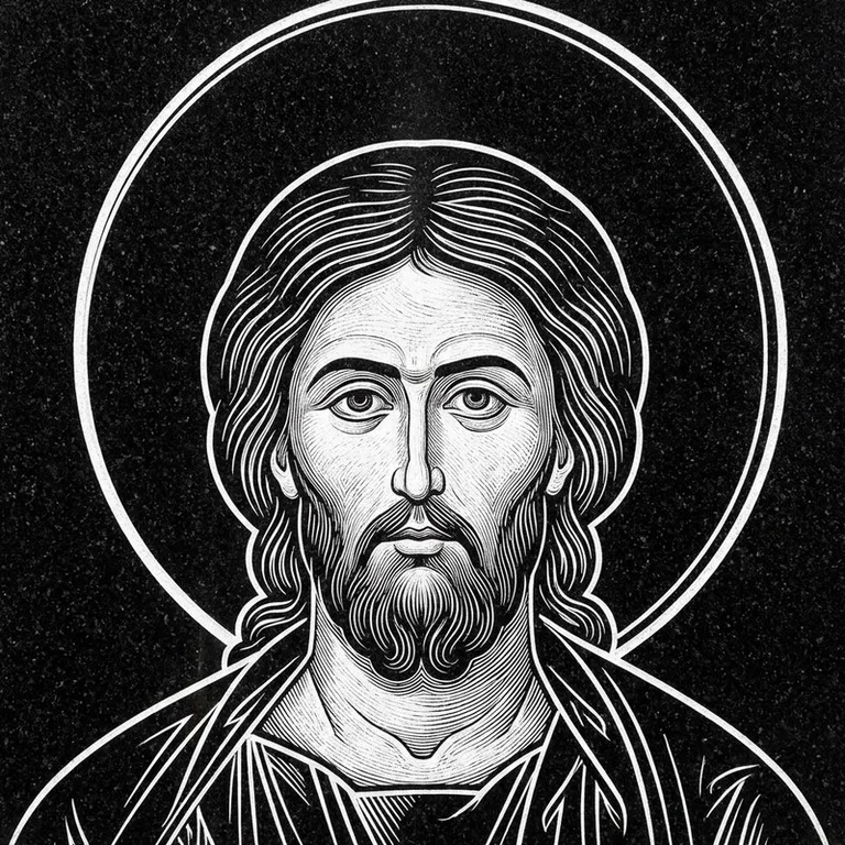 Эскиз иконы: Архангел Михаил — воинам и мужчинам, гравировка на памятник в Набережных Челнах