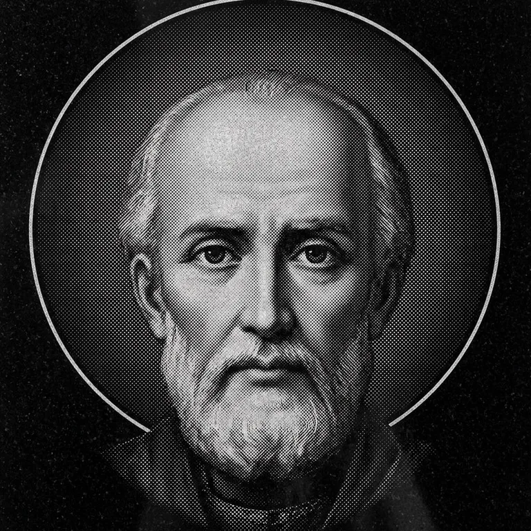 Эскиз иконы: Николай Чудотворец (полутон) — объёмный лик святителя, гравировка на памятник в Набережных Челнах