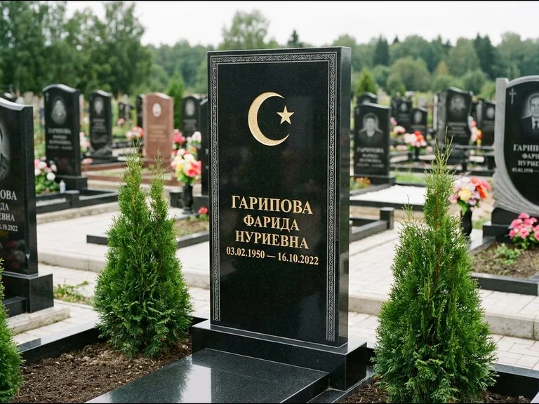 Памятник с гравировкой полумесяца — гравировка полумесяца, работа «Гарипова» в Набережных Челнах