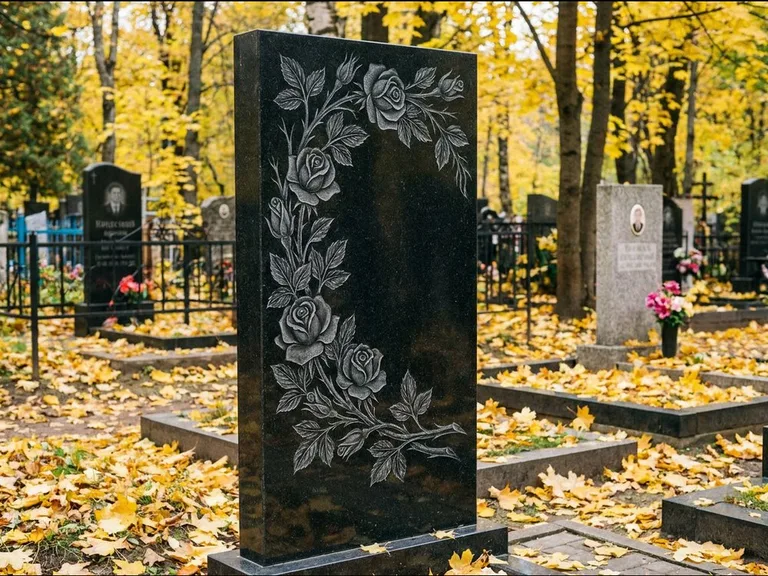 Цветы и орнамент — гравировка с выездом на кладбище в Набережных Челнах