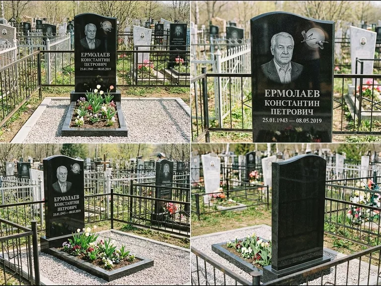 Памятник с гравировкой журавлей — гравировка клина журавлей на фоне солнечного диска, работа «Ермолаев» в Набережных Челнах