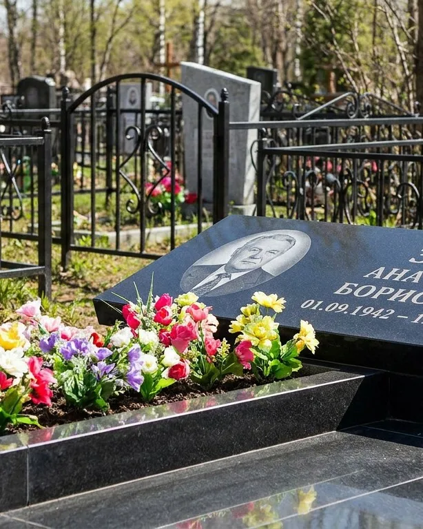 Премиум памятник под ключ с мощением и оградой в Набережных Челнах