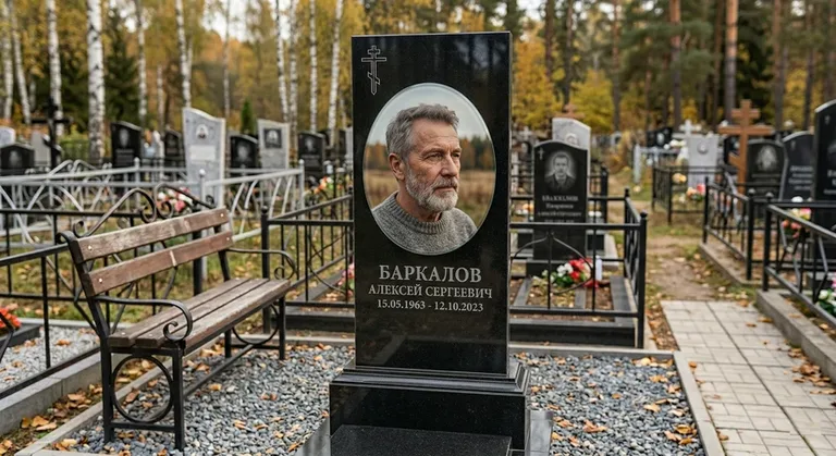 Овальный портрет на стекле на чёрной гранитной стеле в Набережных Челнах