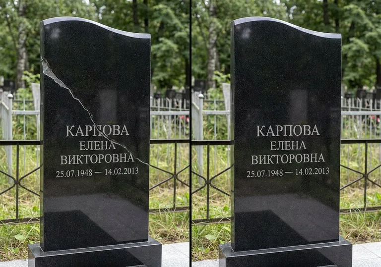 Заделка трещины на чёрном граните: до и после в Набережных Челнах