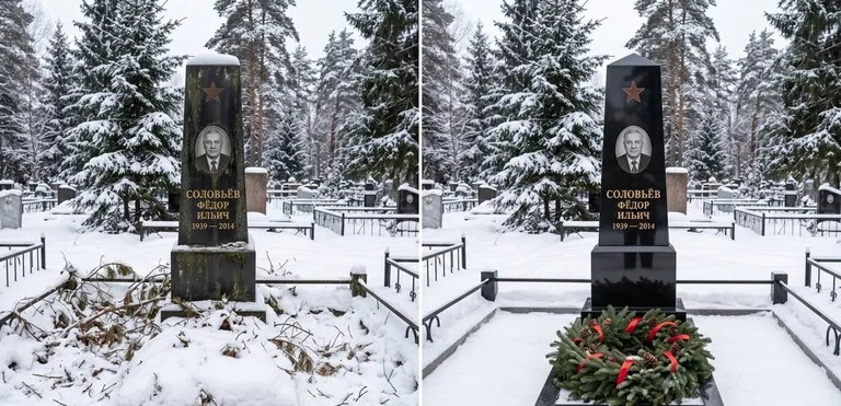 Уборка старого памятника до и после в Набережных Челнах