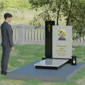 Элитный комбинированный памятник с крестом - П006