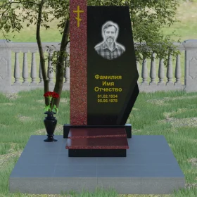 Гранитный православный памятник вертикальный с крестом - П008