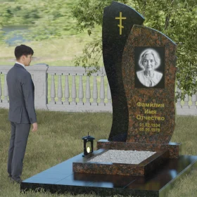 Православный комбинированный вертикальный памятник - П028