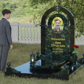 Православный комбинированный вертикальный памятник - П031