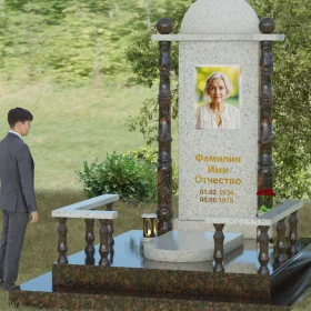 Комбинированный светский памятник вертикальный - П072