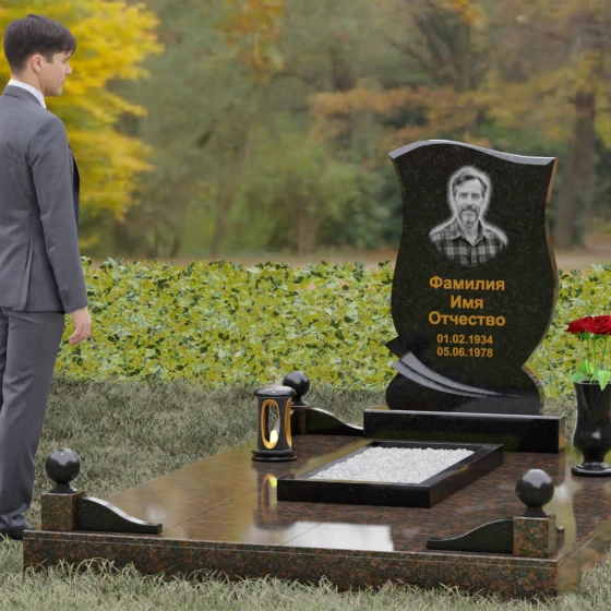 Гранитная стела «Асимметричная волна», гранит Габбро-диабаз, вид 4