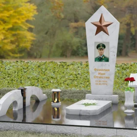 Гранитный вертикальный памятник для одного - П191
