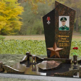 Вертикальный Комбинированный памятник для одного - П196
