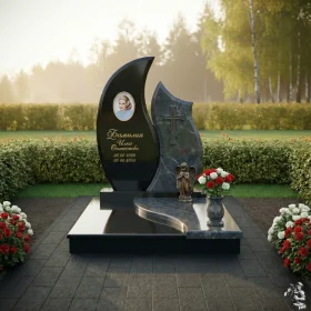 Комбинированный православный памятник с крестом - ПН241