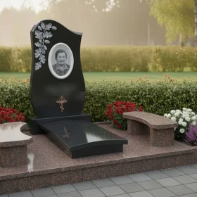 Элитный гранитный памятник с крестом - ПН387