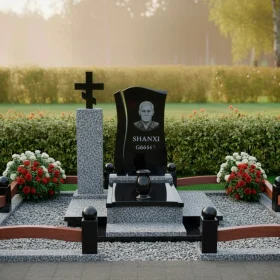 Элитный вертикальный гранитный или мраморный памятник - ПН428